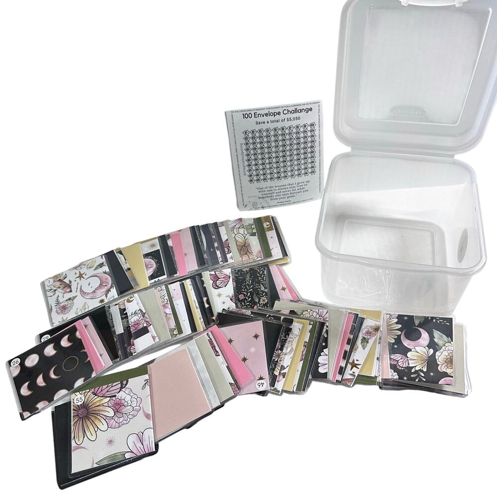 Magical budgeting new “astrology chic” 1-100 mini envelope challenge w/box